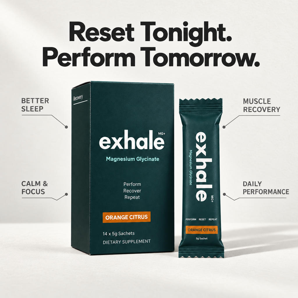 Exhale MG+ Magnesium Bisglycinate and Malate: Orange Citrus (14 × 5 g sachets)